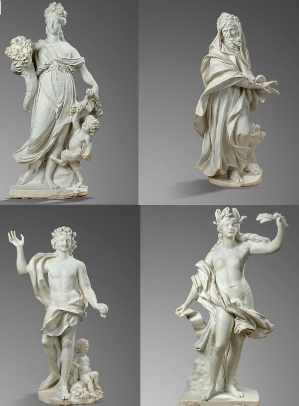 ‡An impressive and extremely rare set of four carved marble figures representing the seasons