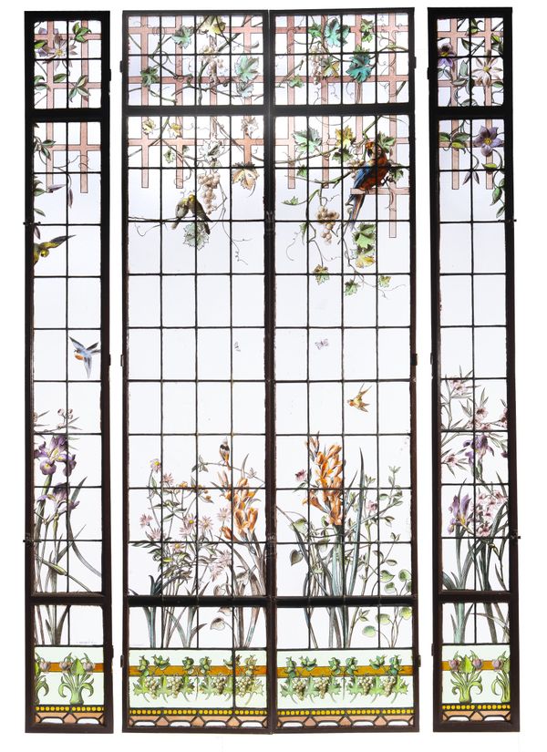A suite of four stained glass leaded panels