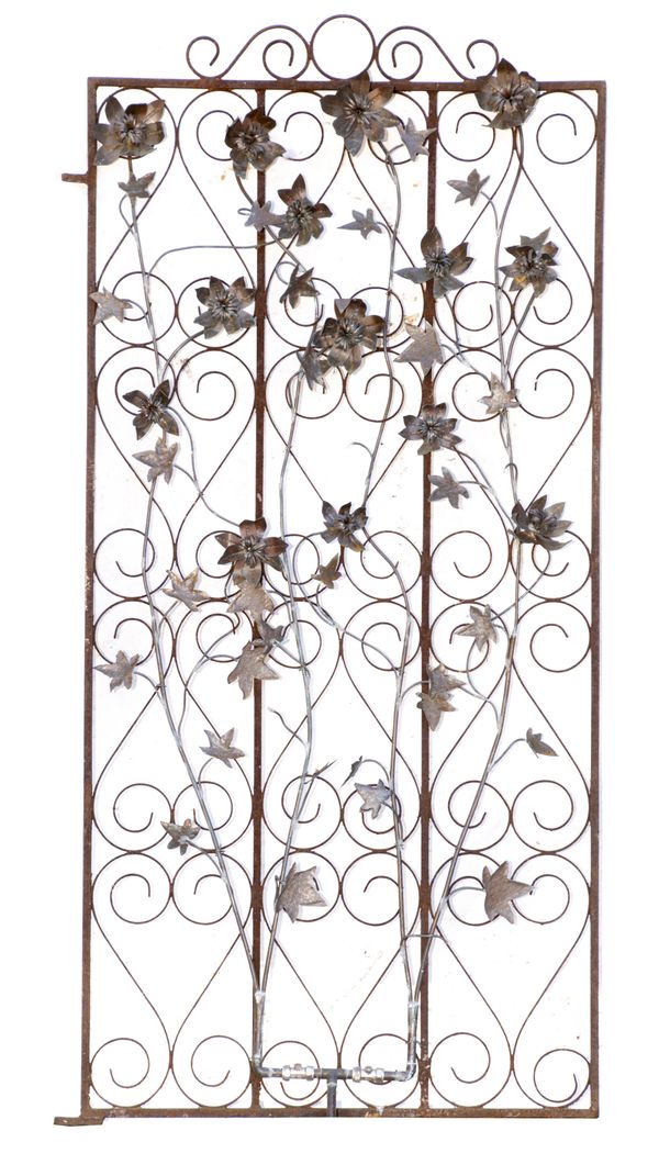 An unusual wrought iron and copper fountain panel