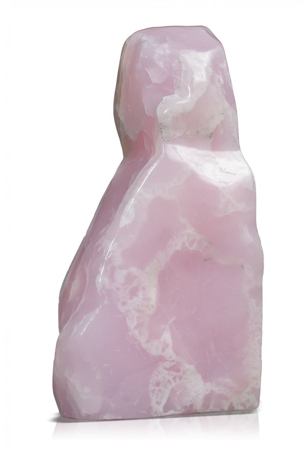 A rose quartz and pink calcite freeform