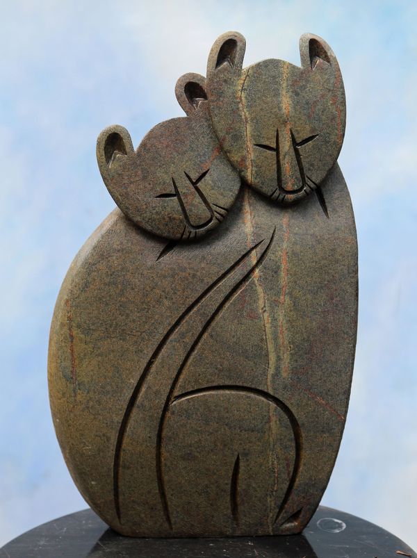 Timothy Rukodzi Loving cats Serpentine Unique 44cm high by 27cm wide by 9cm deep