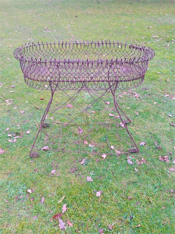 An Edwardian wirework plant stand