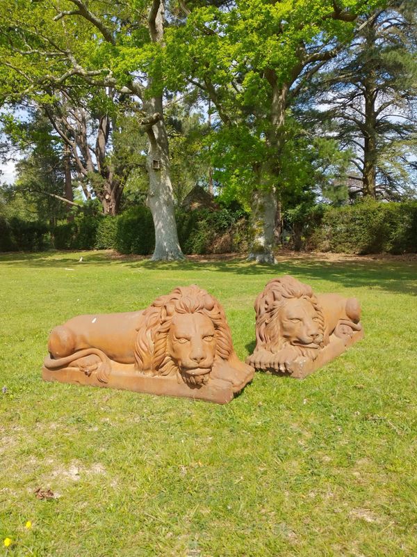 After Canova, a pair of resin lions