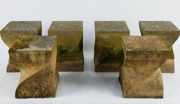 † A set of 6 Slindon sandstone stools/pedestals