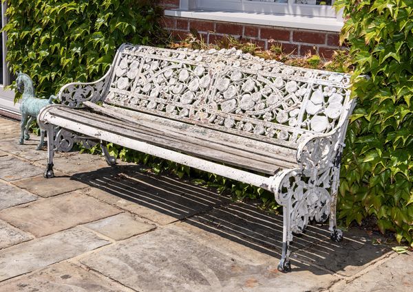 A Coalbrookdale Nasturtium pattern cast iron seat