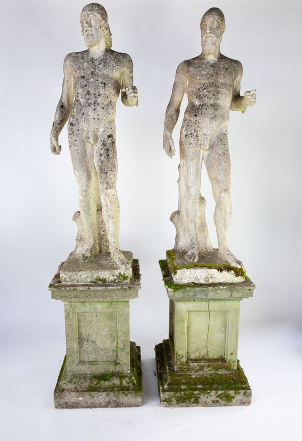 After the antique: Two composition stone figures of the Riace bronzes