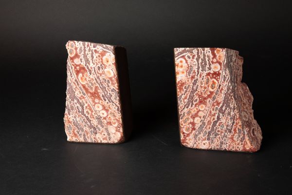 A pair of Poppy jasper bookends