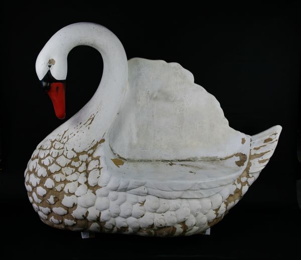 A fibreglass swan seat