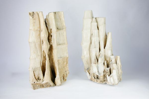 Two stalactites carved to resemble bamboo Chinese