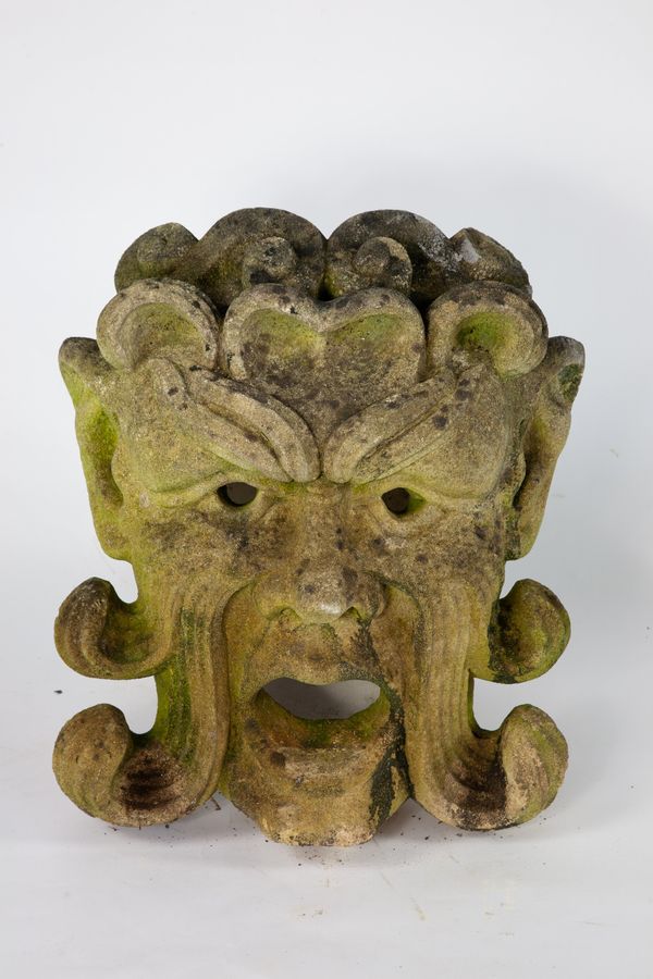 ▲A carved bathstone greenman mask probably by Andrew Swinley