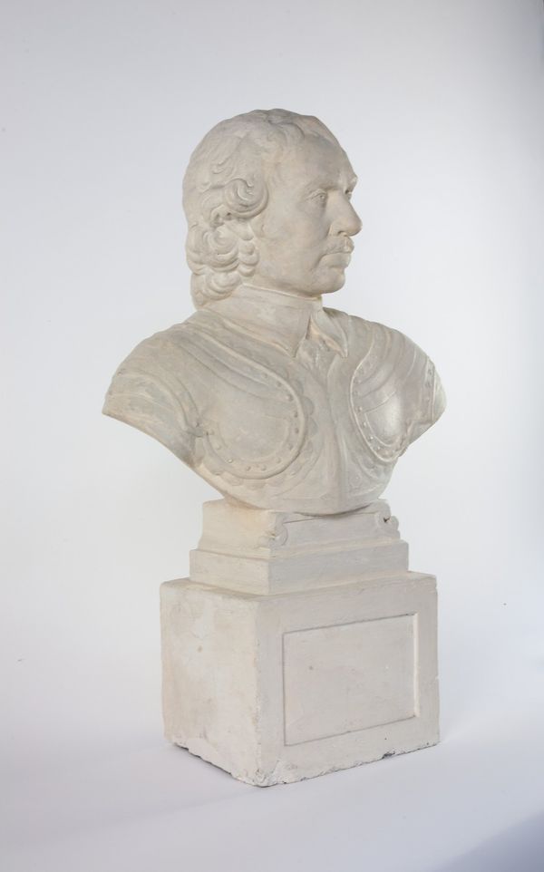 A plaster bust of Oliver Cromwell