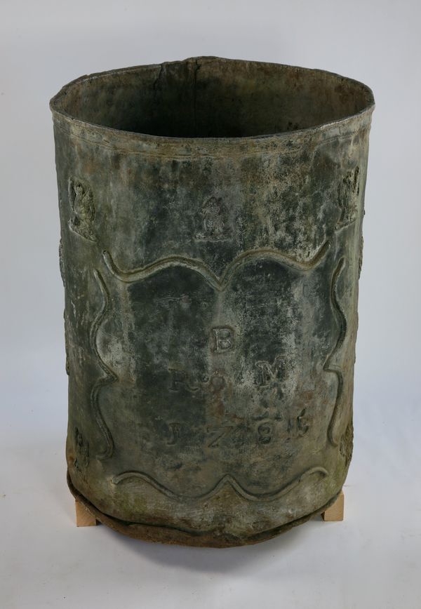 A cylindrical lead cistern