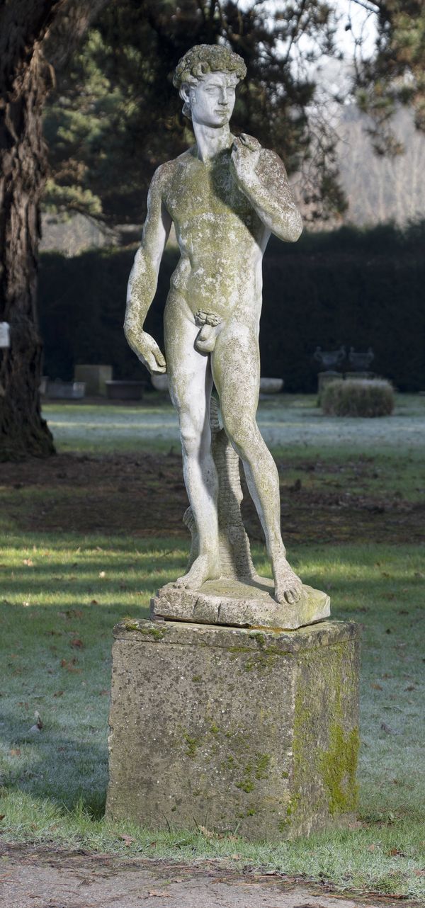 After Michelangelo: A composition stone figure of David Italian, 2nd half 20th century 164cm high